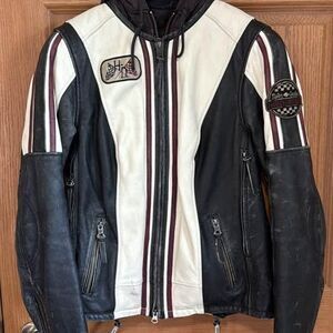 Harley Davidson Motorcycle Jacket Women's Large Leather 3 in 1 Vintage Look